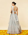 Powder Blue Rhinestone and Sitara Embroidered Bridal Lehenga image number 4